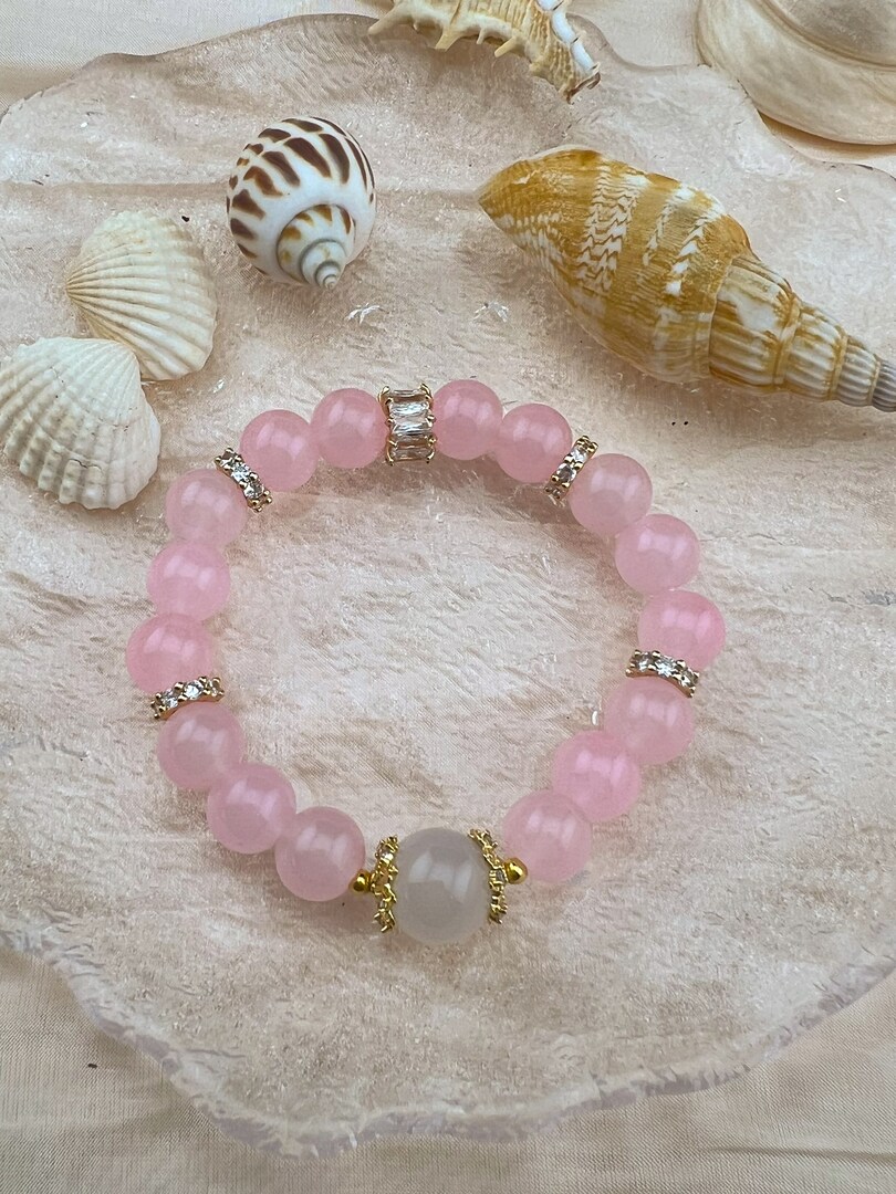 Pink Natural Crystals Glass Beads, Handmade Design Elastic Bracelet MakerPlace by Michaels